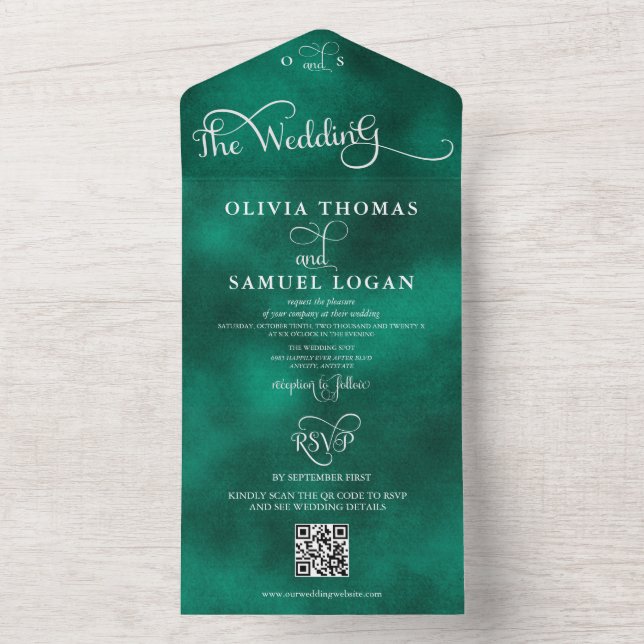 Elegant Calligraphy Modern Wedding All In One Invitation (Inside)