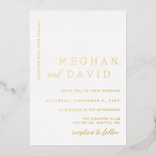 Elegant Calligraphy Modern Wedding  Foil Invitatio (Front)