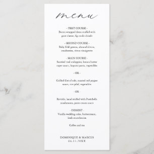 Elegant Calligraphy Modern Wedding Menu