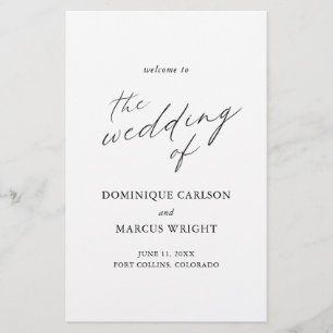 Elegant Calligraphy Modern Wedding Program