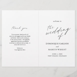 Elegant Calligraphy Modern Wedding Program