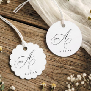 Elegant Calligraphy Monogram Initial A Wedding Favour Tags