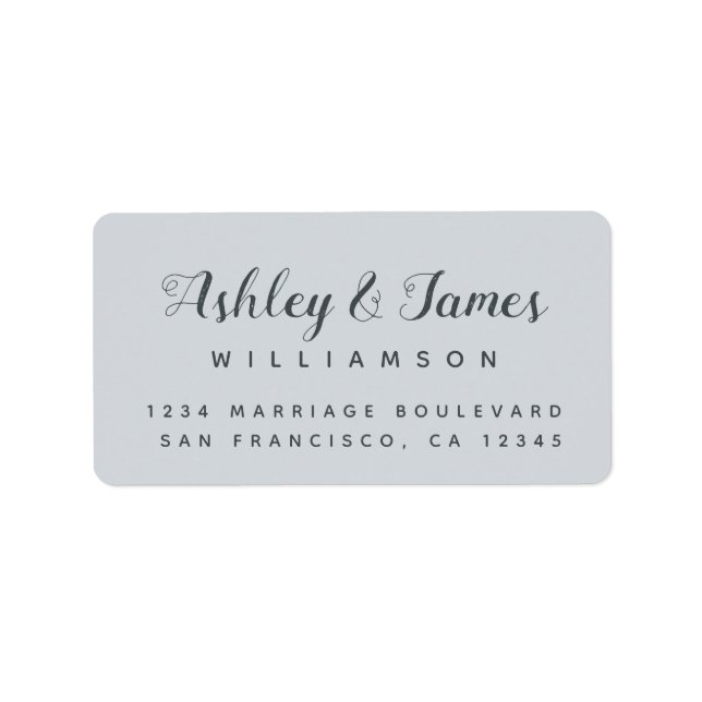 Elegant Calligraphy Names Blue Return Address Label (Front)