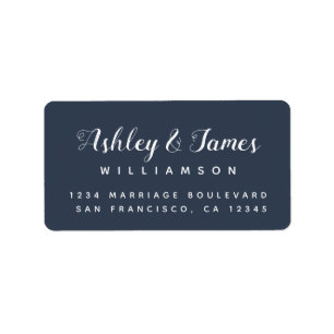 Elegant Calligraphy Names Dark Blue Return Address Label