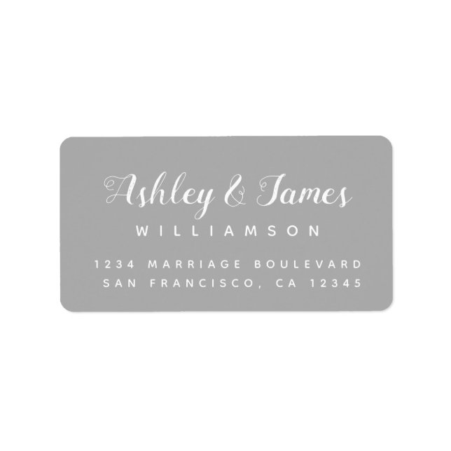 Elegant Calligraphy Names Grey Return Address Label (Front)