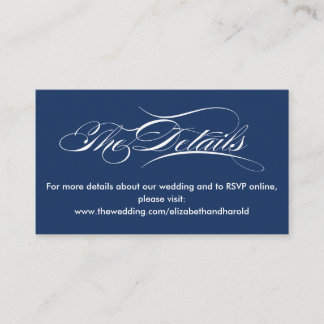 Elegant Calligraphy Navy Nautical Wedding Website Enclosure Card