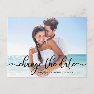 Elegant Calligraphy New Date Change The Date Postcard