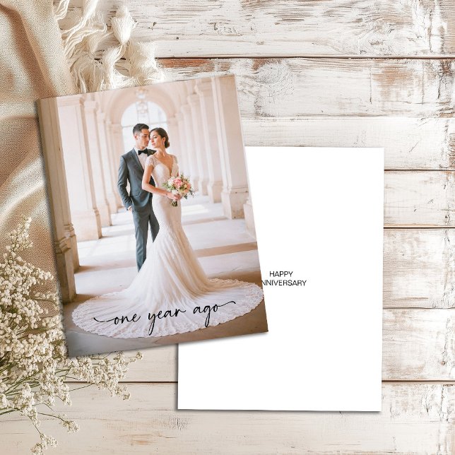 Elegant Calligraphy One Year Ago First Anniversary Card (Creator Uploaded)