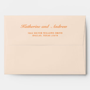 Elegant Calligraphy Orange Custom Name Wedding Envelope