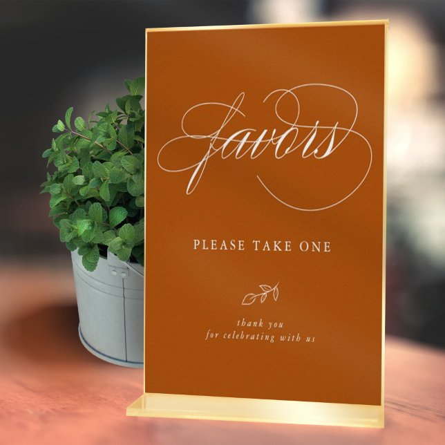 Elegant Calligraphy Orange Minimal Leaf Favour Sig Poster (Creator Uploaded)