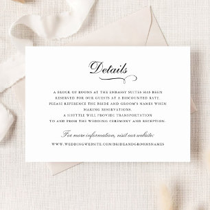 Elegant Calligraphy Ornament Script Wedding Detail Invitation