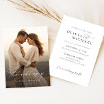 Elegant Calligraphy Overlay Photo Wedding Invitation<br><div class="desc">Celebrate your special day with this Elegant Calligraphy Overlay Photo Wedding Invitation. Featuring beautiful script typography and an intimate photo,  it’s perfect for a minimalist yet sophisticated announcement. Ideal for budget-conscious couples,  this printable and editable invitation is great for beach,  outdoor,  or informal weddings.\</div>