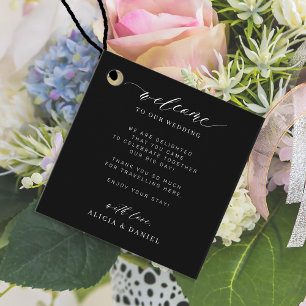 Elegant calligraphy personalized wedding welcome favour tags