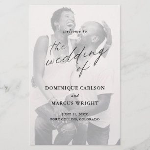 Elegant Calligraphy Photo Budget Wedding Program