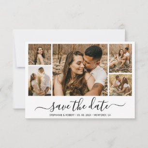 Elegant Calligraphy Photo Collage Save The Date