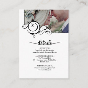 Elegant Calligraphy Photo Details Wedding Enclosure Card