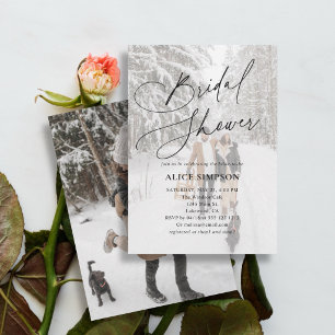 Elegant Calligraphy Photo Minimalist Bridal Shower Invitation