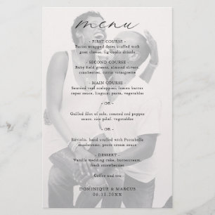 Elegant Calligraphy Photo Modern Wedding Menu