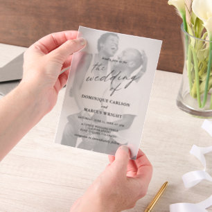 Elegant Calligraphy Photo Modern Wedding Vellum Invitations