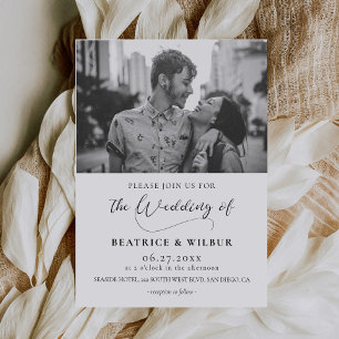 Elegant calligraphy photo wedding invitation postcard