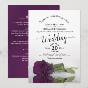 Elegant Calligraphy Plum Rose QR Code Wedding Invitation