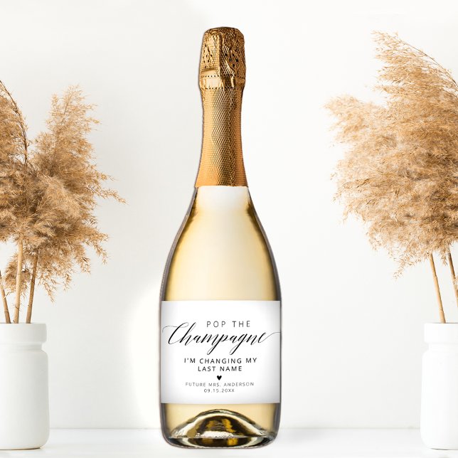 Elegant Calligraphy Pop The Champagne Sparkling Wine Label (Creator Uploaded)