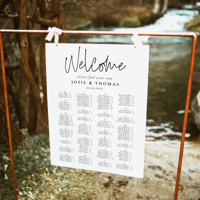 Elegant Calligraphy Portrait Wedding Seating Plan Poster (Creator Uploaded)