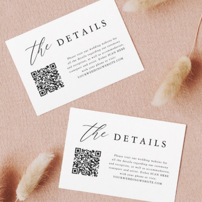 Elegant Calligraphy QR Code Wedding Details Enclosure Card (Creator Uploaded)