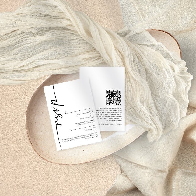 Elegant Calligraphy QR Code Wedding RSVP Card (Creator Uploaded)