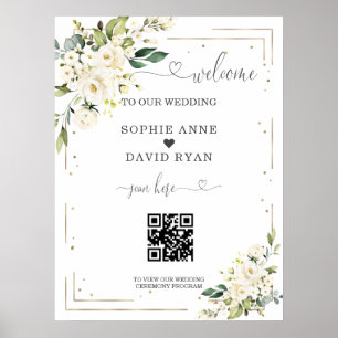 Elegant Calligraphy QR Code Wedding Welcome Sign