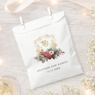 Elegant Calligraphy Red and Gold Wedding Favour Bag