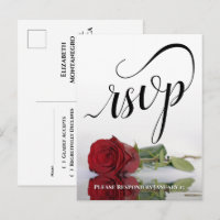 Elegant Calligraphy & Red Rose Wedding RSVP