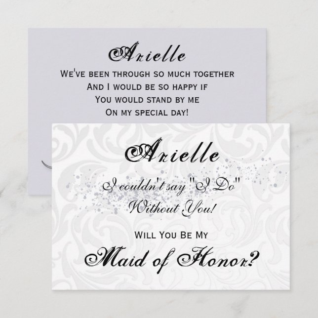 Elegant Calligraphy Regency Style Maid of Honour Invitation (Front/Back)