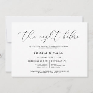 Elegant Calligraphy Rehearsal Dinner Invitation