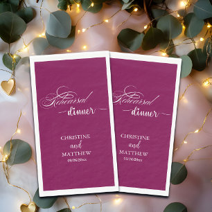Elegant Calligraphy Rehearsal Dinner Wine Napkin