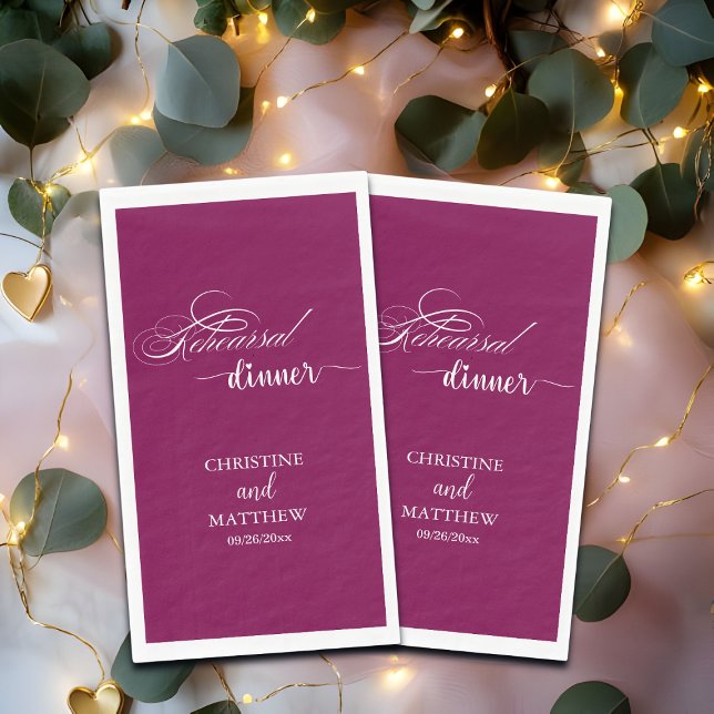 Elegant Calligraphy Rehearsal Dinner Wine Napkin (Creator Uploaded)