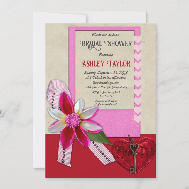 Elegant Calligraphy Romantic Modern Bridal Shower Invitation (Front)