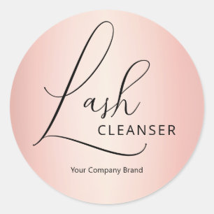 Elegant Calligraphy Rose Gold Eyelash Cleanser Classic Round Sticker