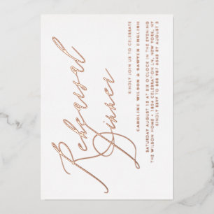 Elegant Calligraphy Rose Gold Rehearsal Dinner