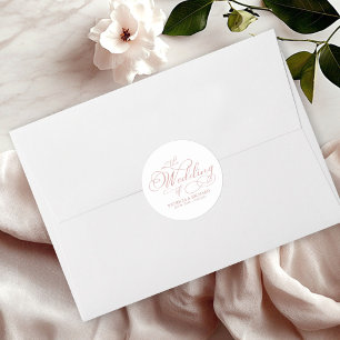 Elegant Calligraphy Rose Gold Wedding Classic Round Sticker