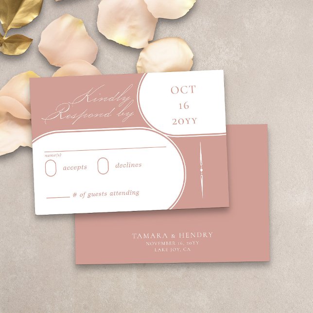 Elegant Calligraphy Rose Gold Wedding RSVP Card (Modern elegant wedding rsvp in rose gold from my Wedding Colors collection)
