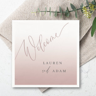 Elegant Calligraphy Rose Gold Wedding Sign Napkin