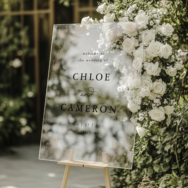 Elegant Calligraphy Rose Orchard Garden Wedding Acrylic Sign (Creator Uploaded)