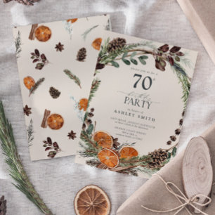 Elegant Calligraphy Rustic Orange 70th Birthday Invitation