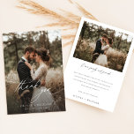 Elegant Calligraphy Rustic Photo Wedding Thank You Card<br><div class="desc">Express your gratitude with this Elegant Calligraphy Rustic Photo Wedding Thank You Card. Featuring a warm,  intimate photo of the couple and elegant handwritten calligraphy,  this minimalist design uses soft,  neutral tones to create a timeless look.</div>