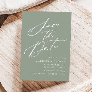 Elegant Calligraphy Sage Green Wedding Save The Date