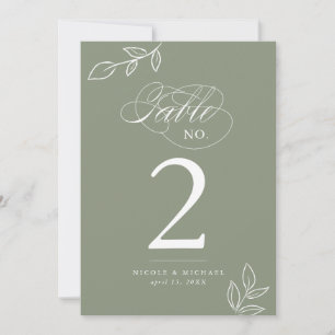 Elegant Calligraphy Sage Table Number