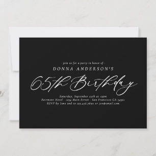 Elegant Calligraphy Script 65th Birthday Party  Invitation