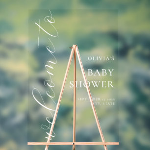 Elegant Calligraphy Script Baby Shower Welcome Acrylic Sign