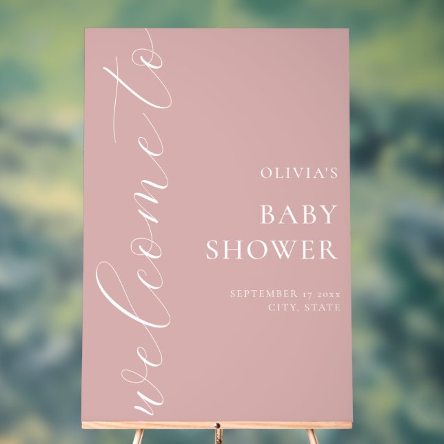 Elegant Calligraphy Script Baby Shower Welcome Acrylic Sign (Neutral)